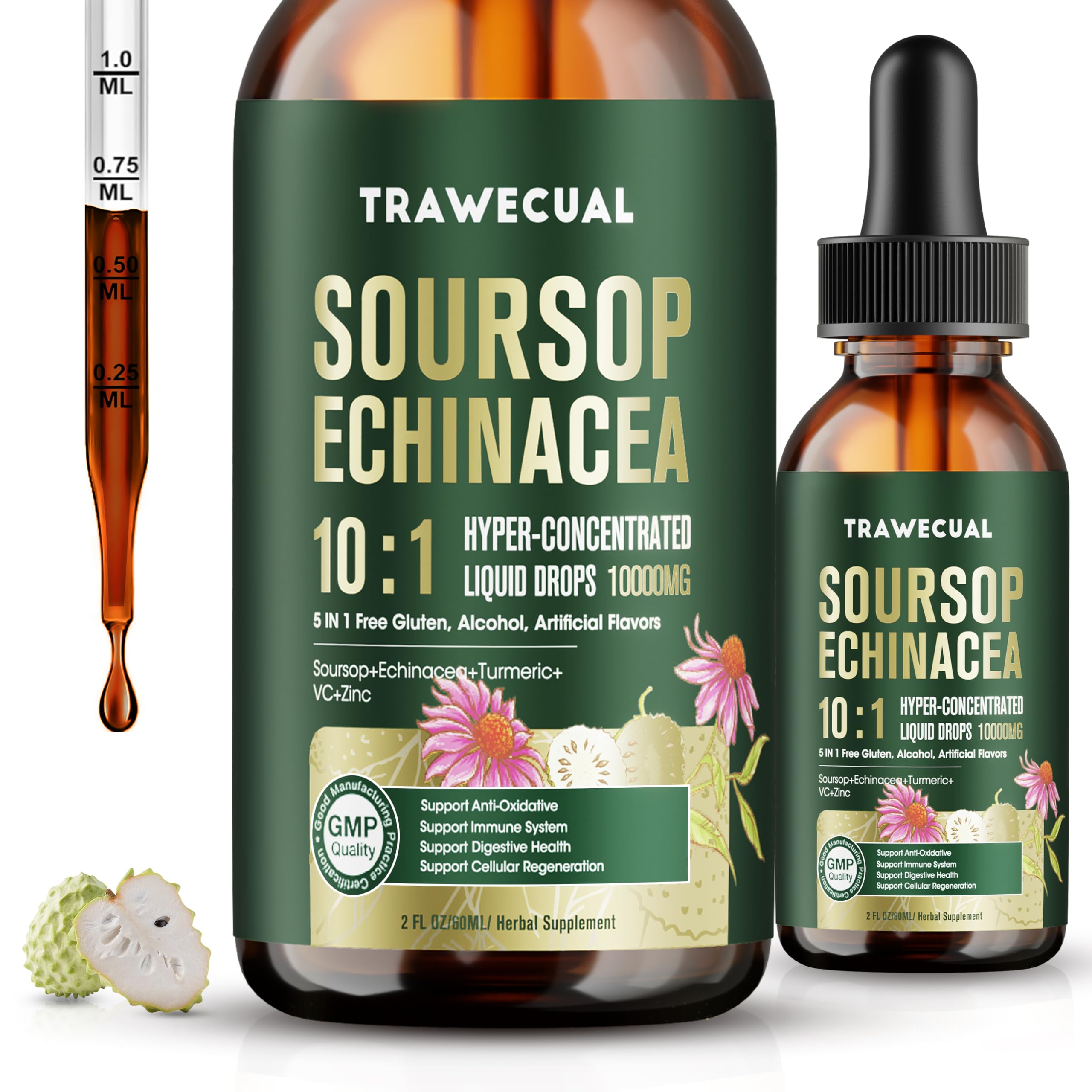 Trawecual gotas de soursop con concentracion 10x para apoyo digestivo y defensas naturales