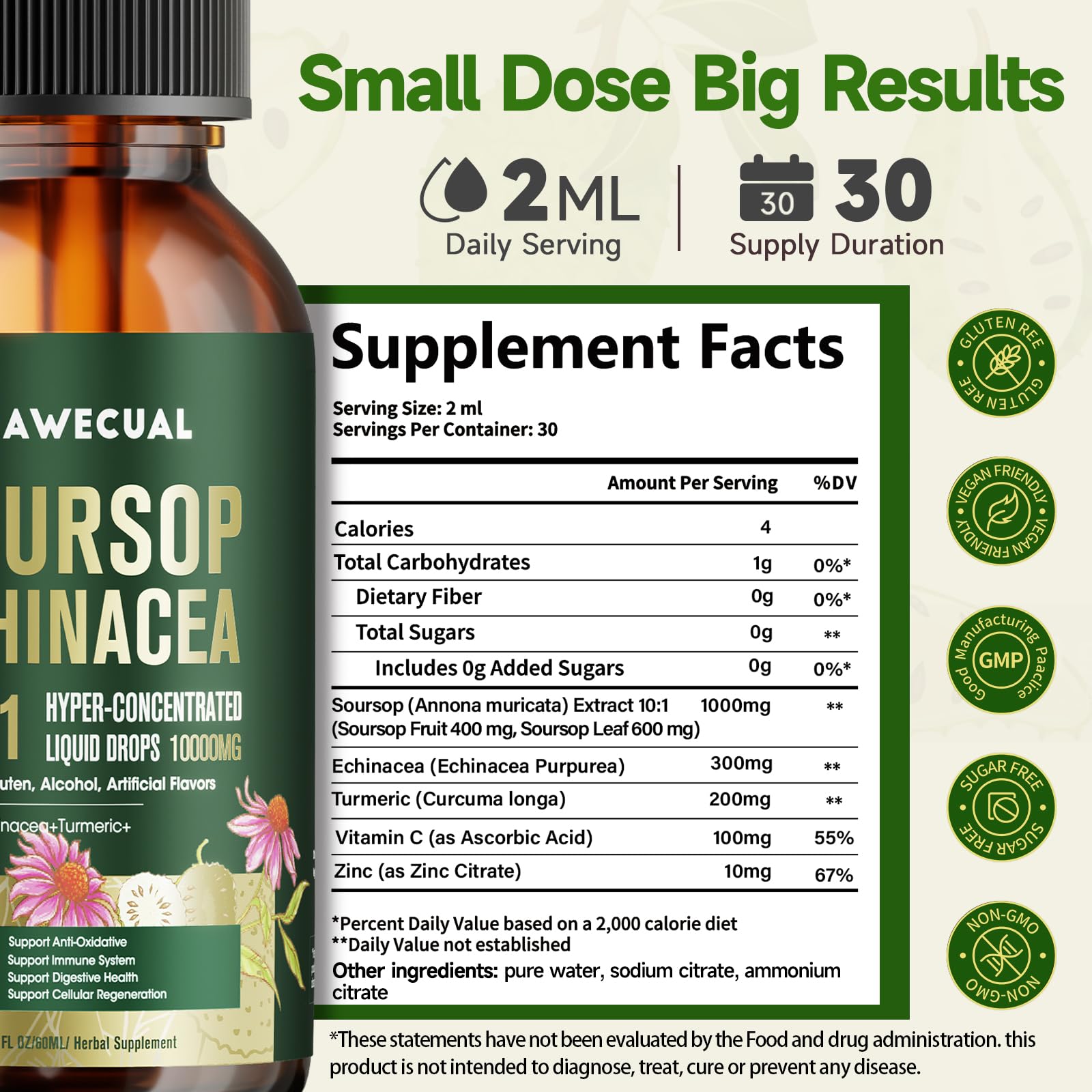 Trawecual mezcla de echinacea, vitamina C y zinc para mayor soporte antioxidante