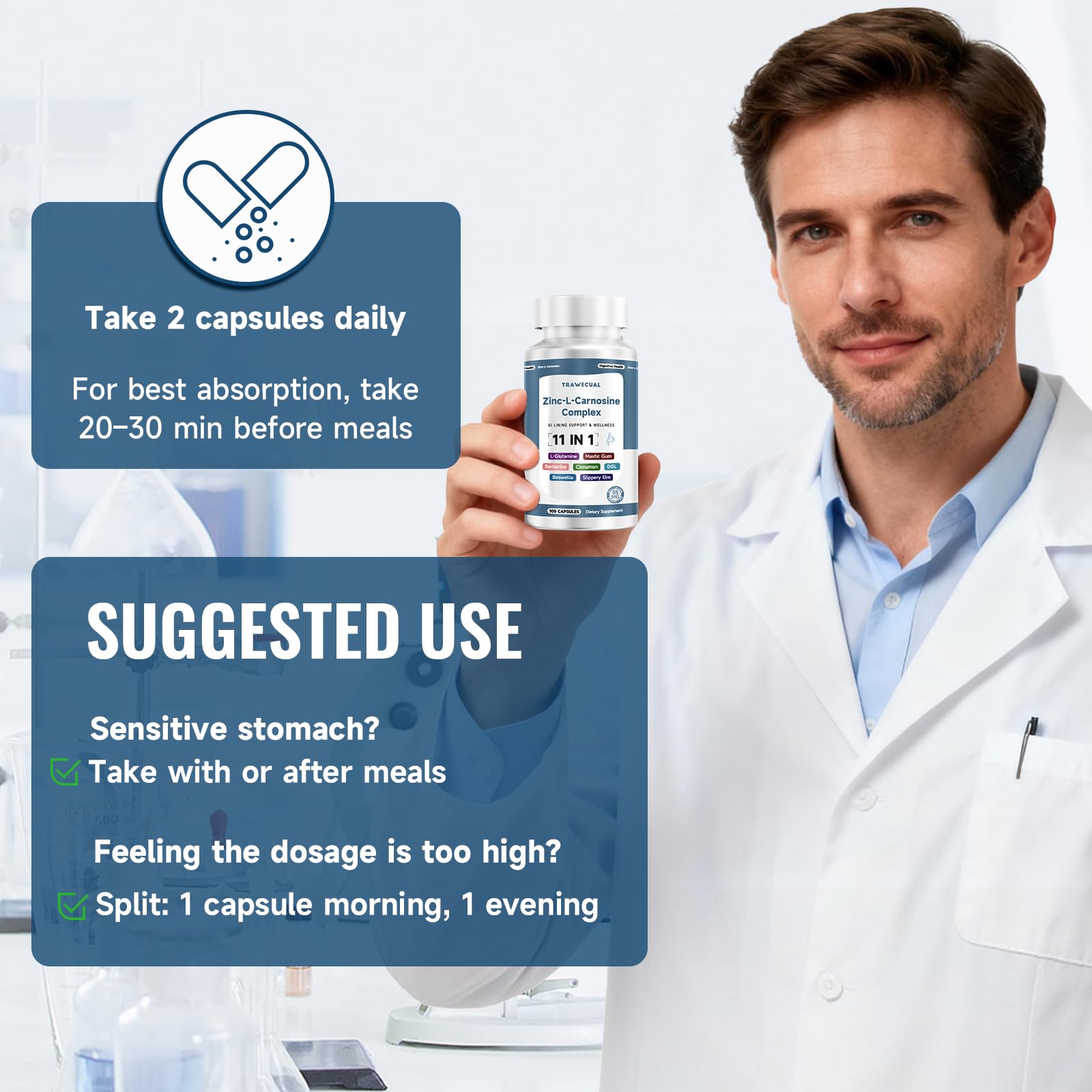 Trawecual Zinc L Carnosine Complex: suplemento para comodidad digestiva durante las comidas