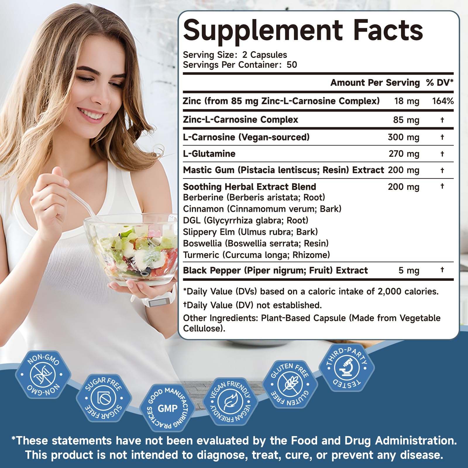 Trawecual Zinc L Carnosine Complex: goma de mastico como componente natural