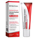 Crema Treatonic para hemorroides en envase; alivio rápido del dolor