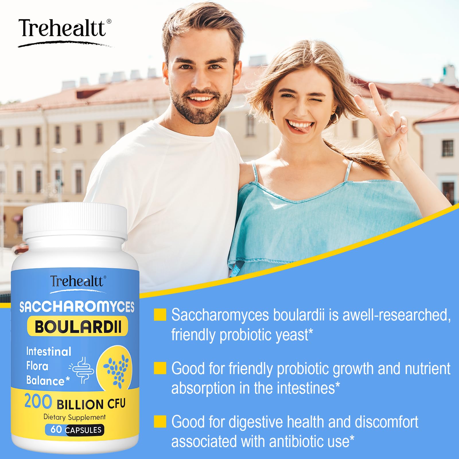 Trehealtt Saccharomyces boulardii: fórmula apta para mujeres y hombres.