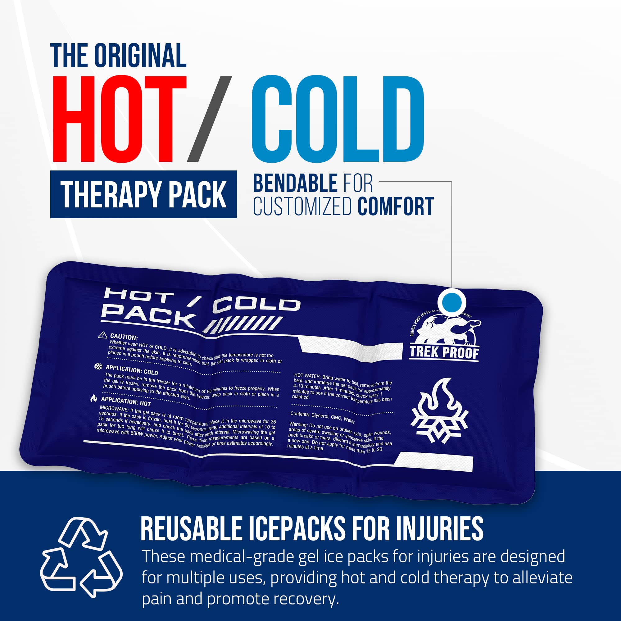 TrekProof bolsa de hielo flexible para espalda, contorno cómodo para sesiones prolongadas.