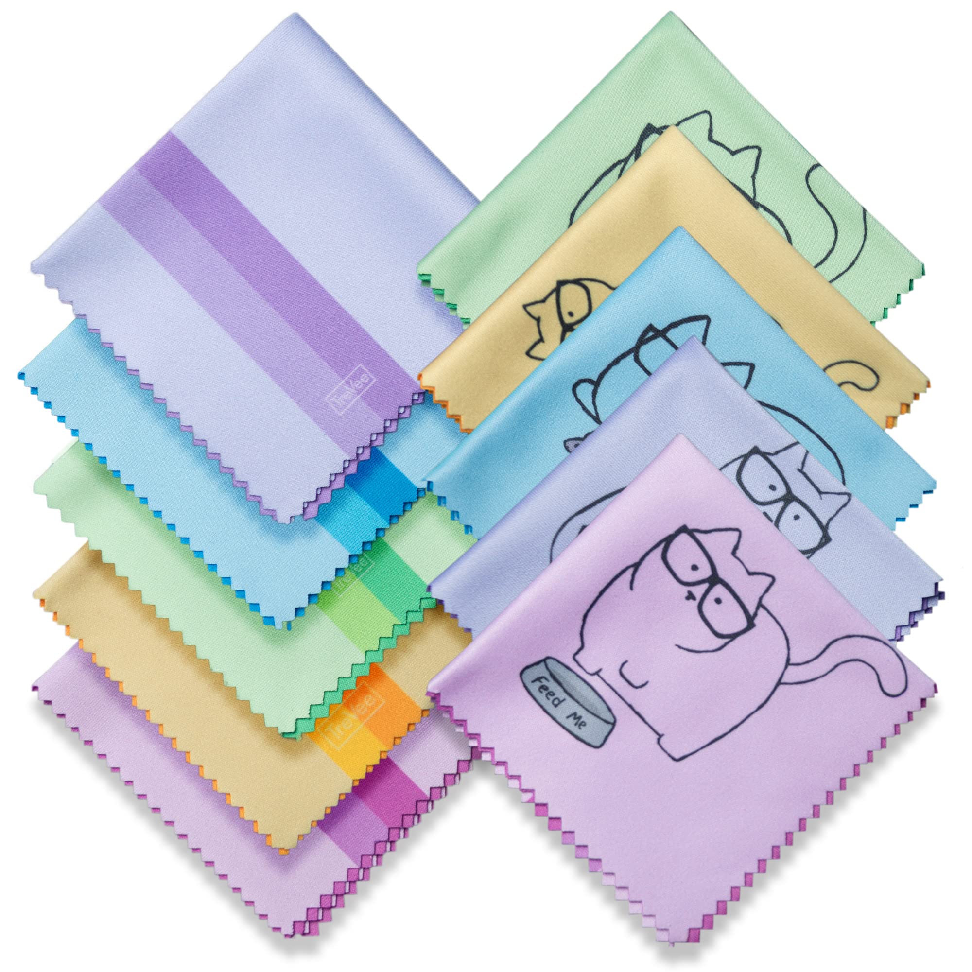 Paño TreVee gatito multicolor para gafas y pantallas, limpieza sin residuos