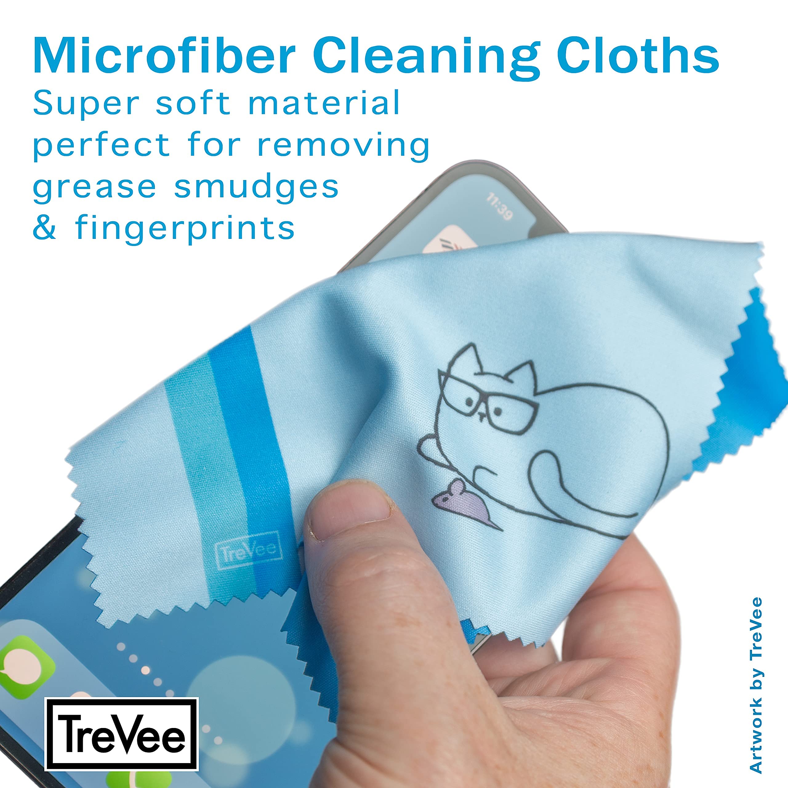 Paño TreVee gatito verde para pantallas y teléfonos