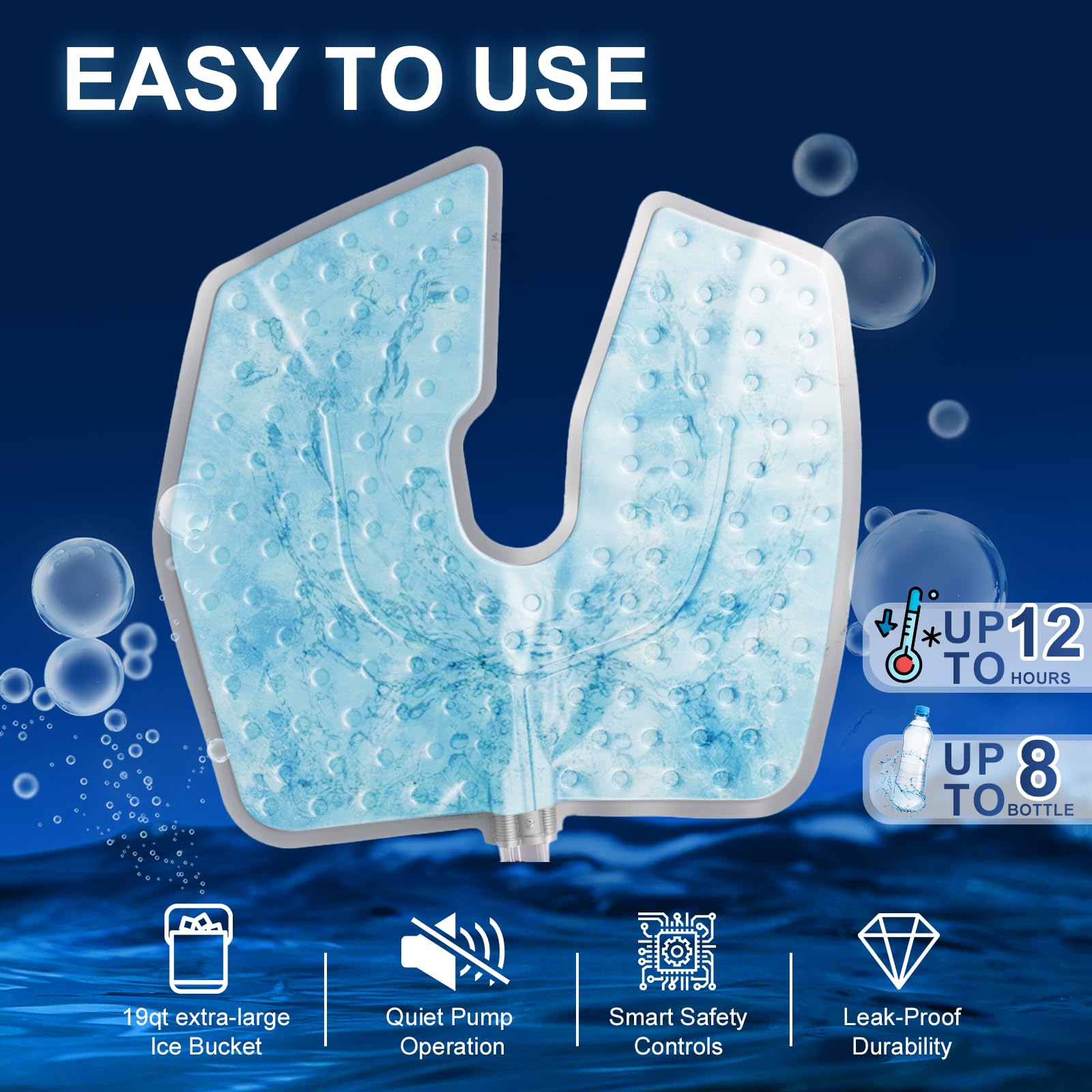 Trewf máquina de hielo para rodilla, manguera de 68 pulgadas para libertad de movimiento.