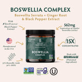 Etiqueta de TRIBE ORGANICS Boswellia Serrata con ingredientes clave.