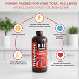 Etiqueta de Tribedoce B-12 Complex con lista de vitaminas B.