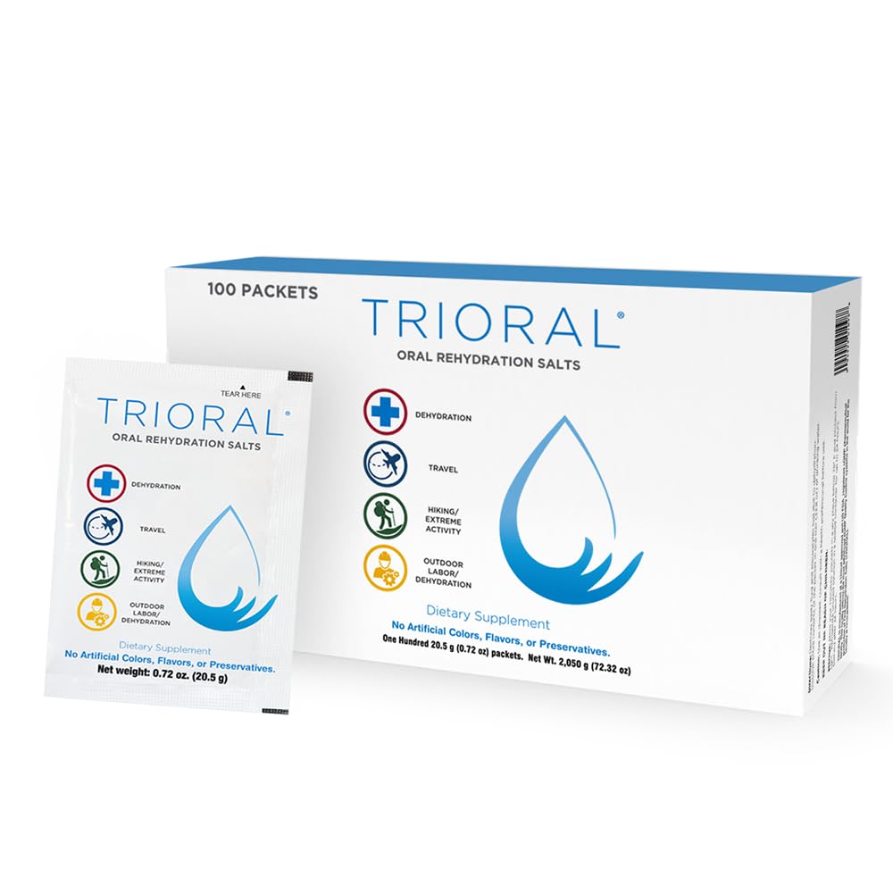 TRIORAL polvo electrolitos en sobre individual para hidratación rápida durante entrenamientos.