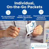 TRIORAL uso deportivo proporciona electrolitos para rendimiento sostenido durante entrenamientos.