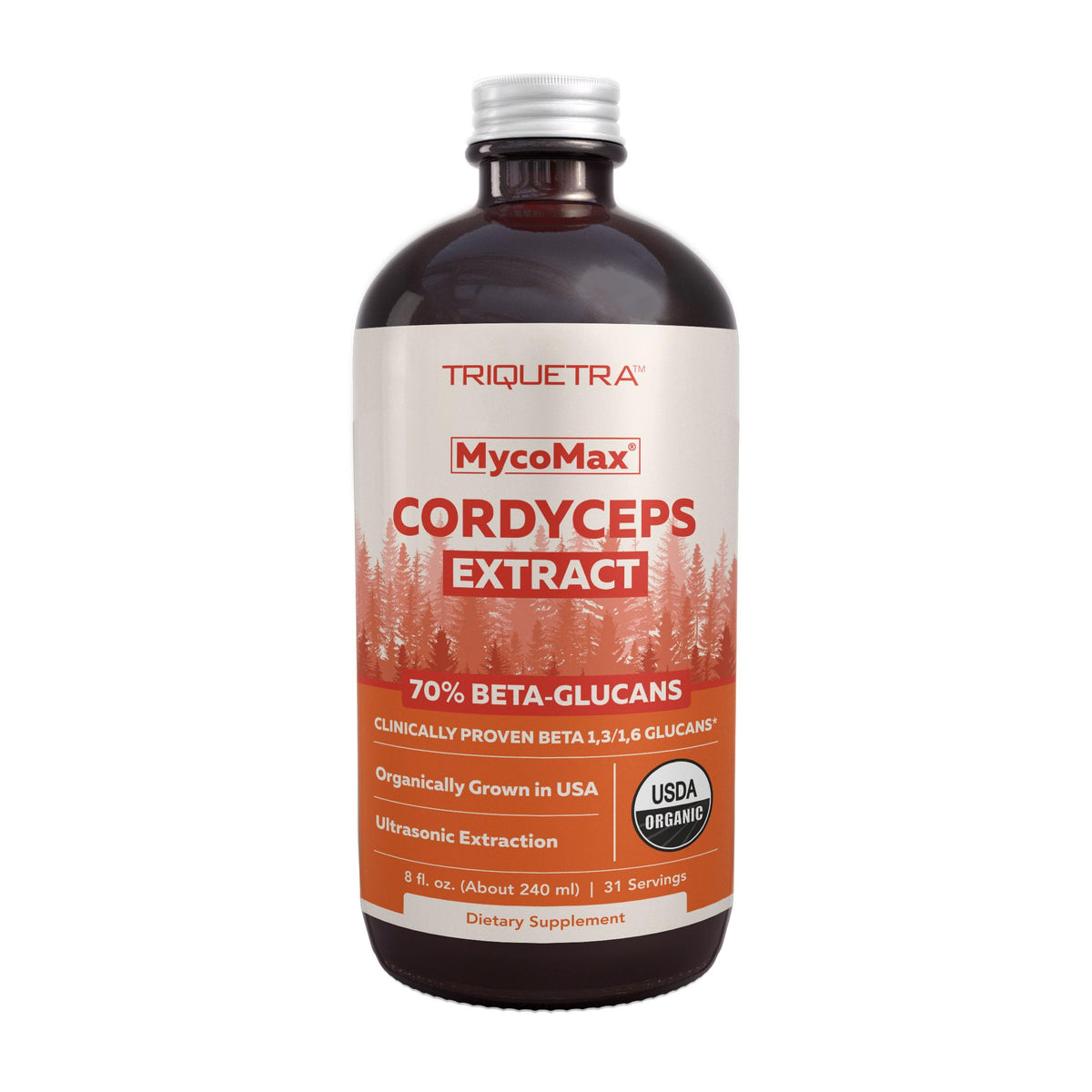 Triquetra Health cordyceps tinctura 8oz en botella, potencia natural para energía diaria