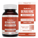 Triquetra Health SoActive Berberine 550 mg en botella, mejor absorción destacada.