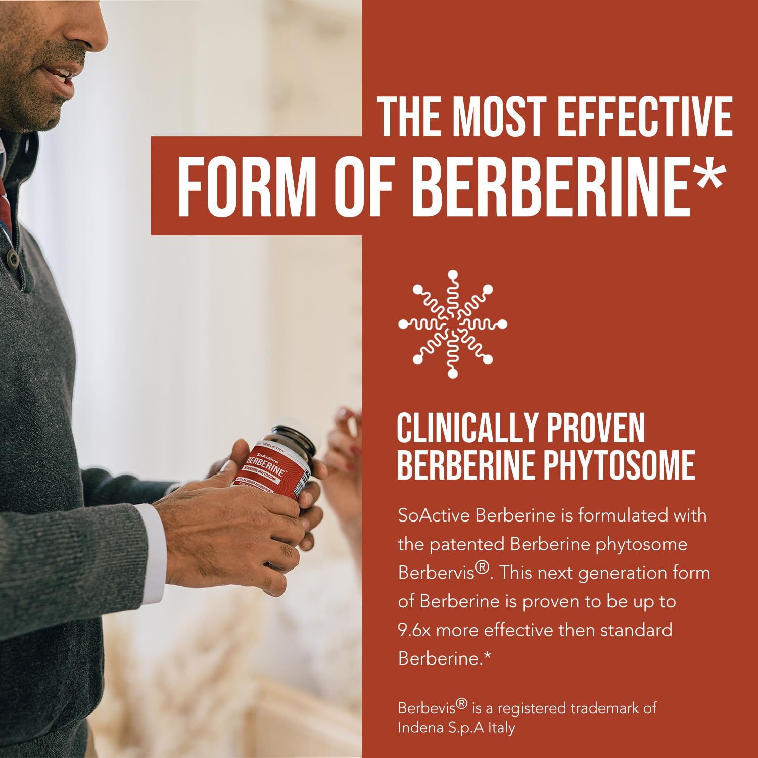 SoActive Berberine cápsulas en envase, listo para uso diario.