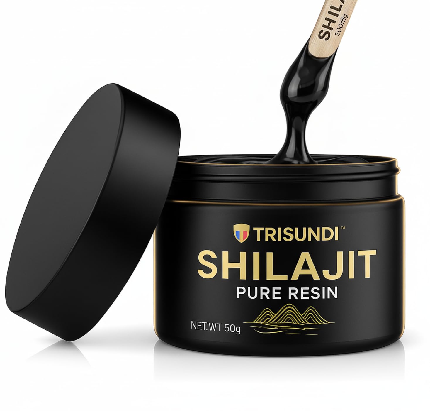 Botella de Trisundi Resina Shilajit Himalaya para energía diaria.