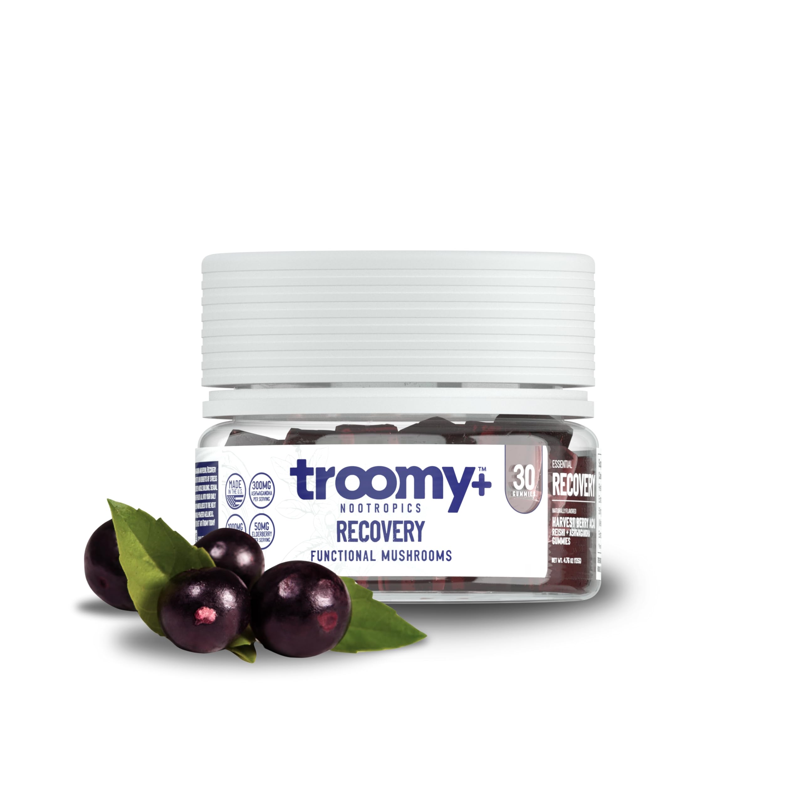 Troomy Recovery Gummies en botella, formato práctico para la recuperación después del entrenamiento