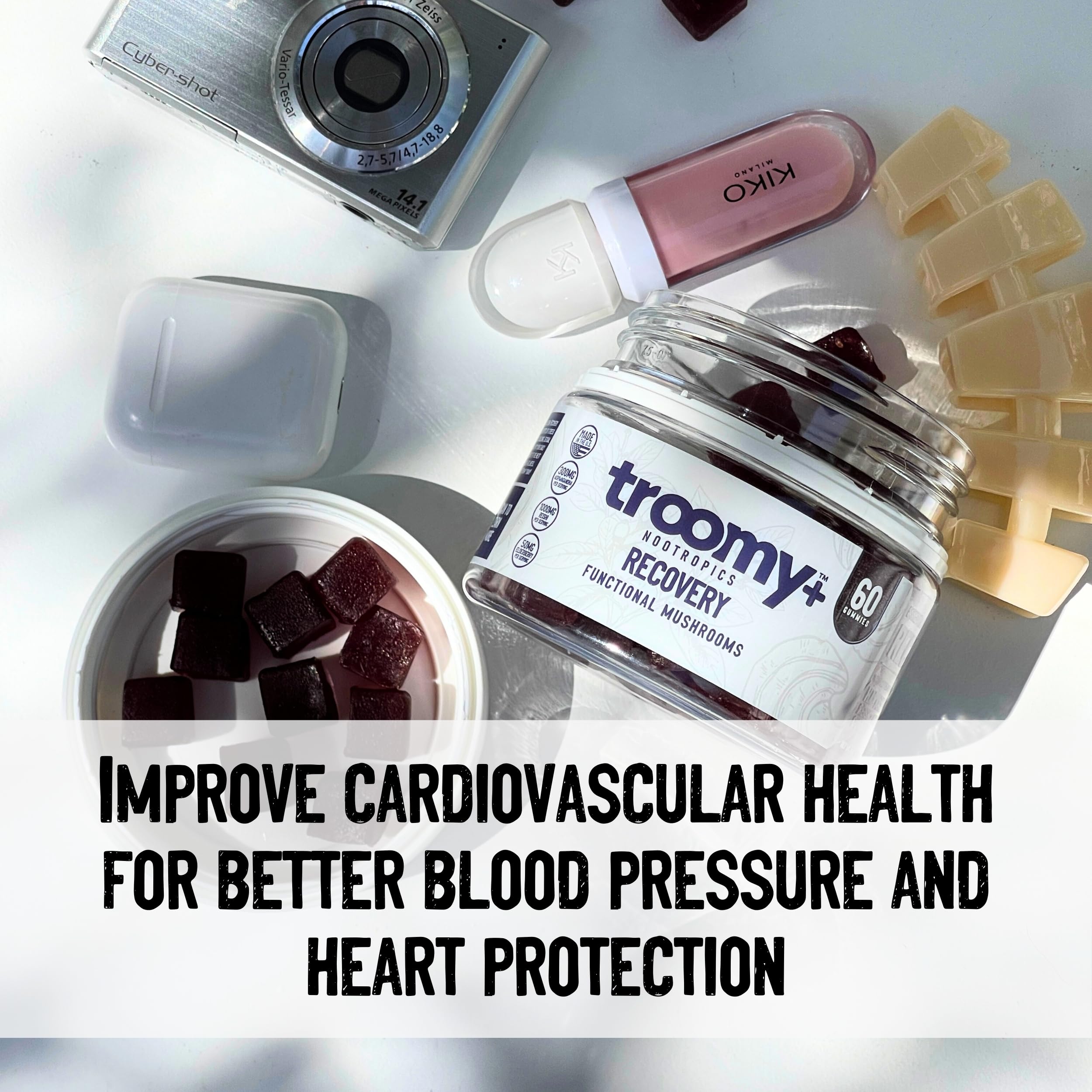 Troomy Recovery Gummies sabor harvest berry acai, sin cafeína para momentos del día