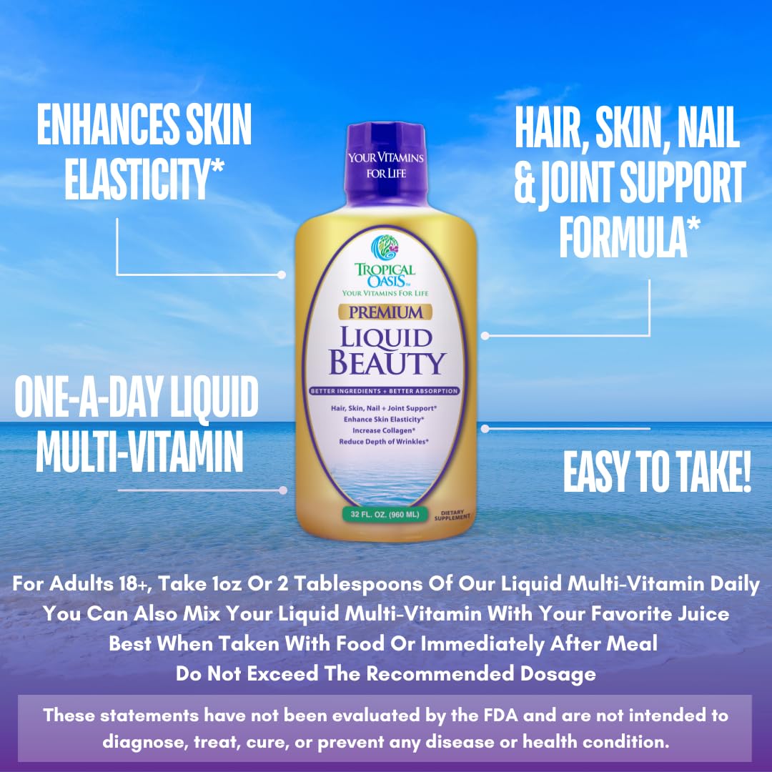 Tropical Oasis Belleza Líquida gotero para dosificación suave y cómoda.
