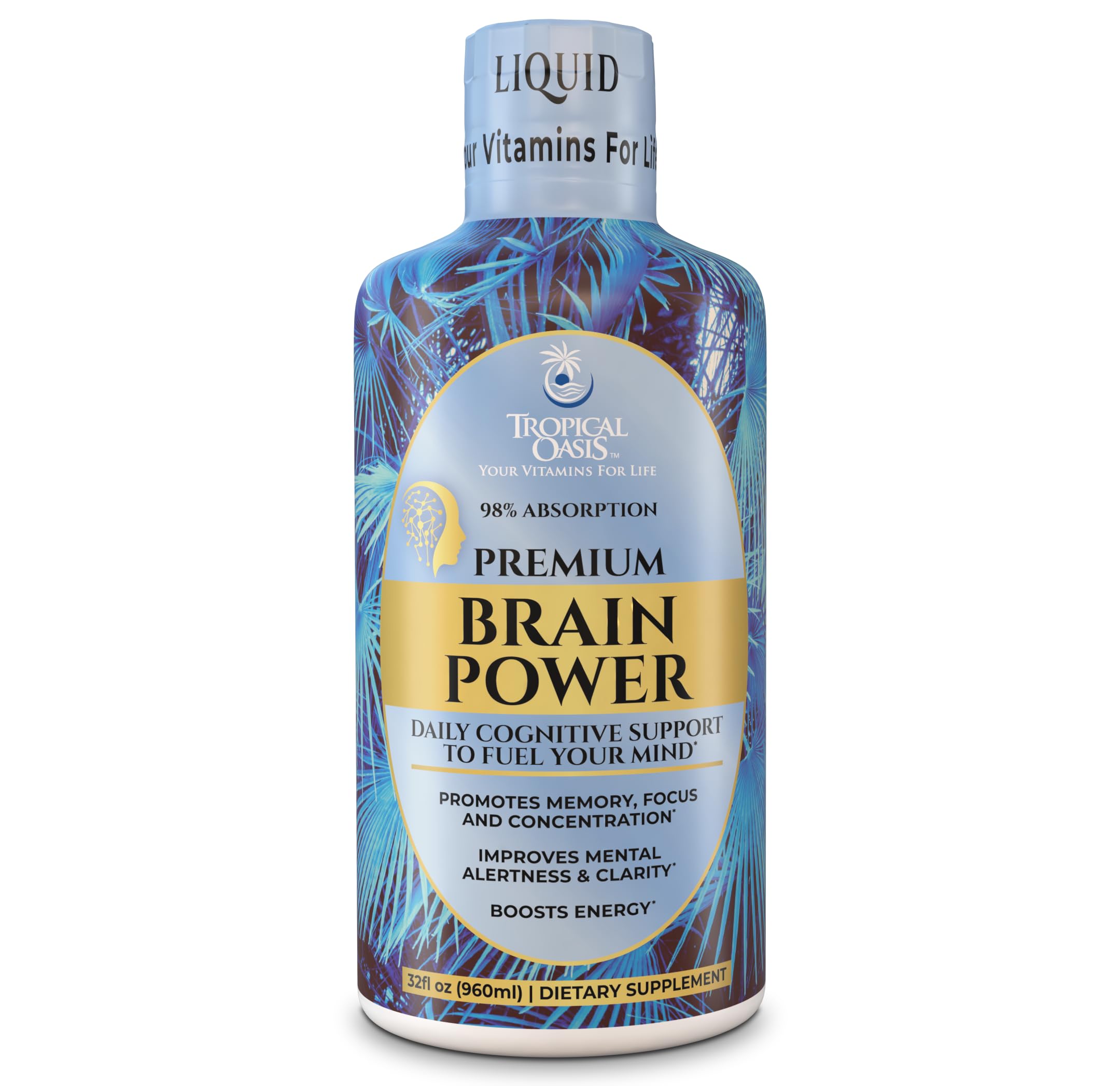 Tropical Oasis Brain Power, botella-vertido: absorción rápida para claridad.