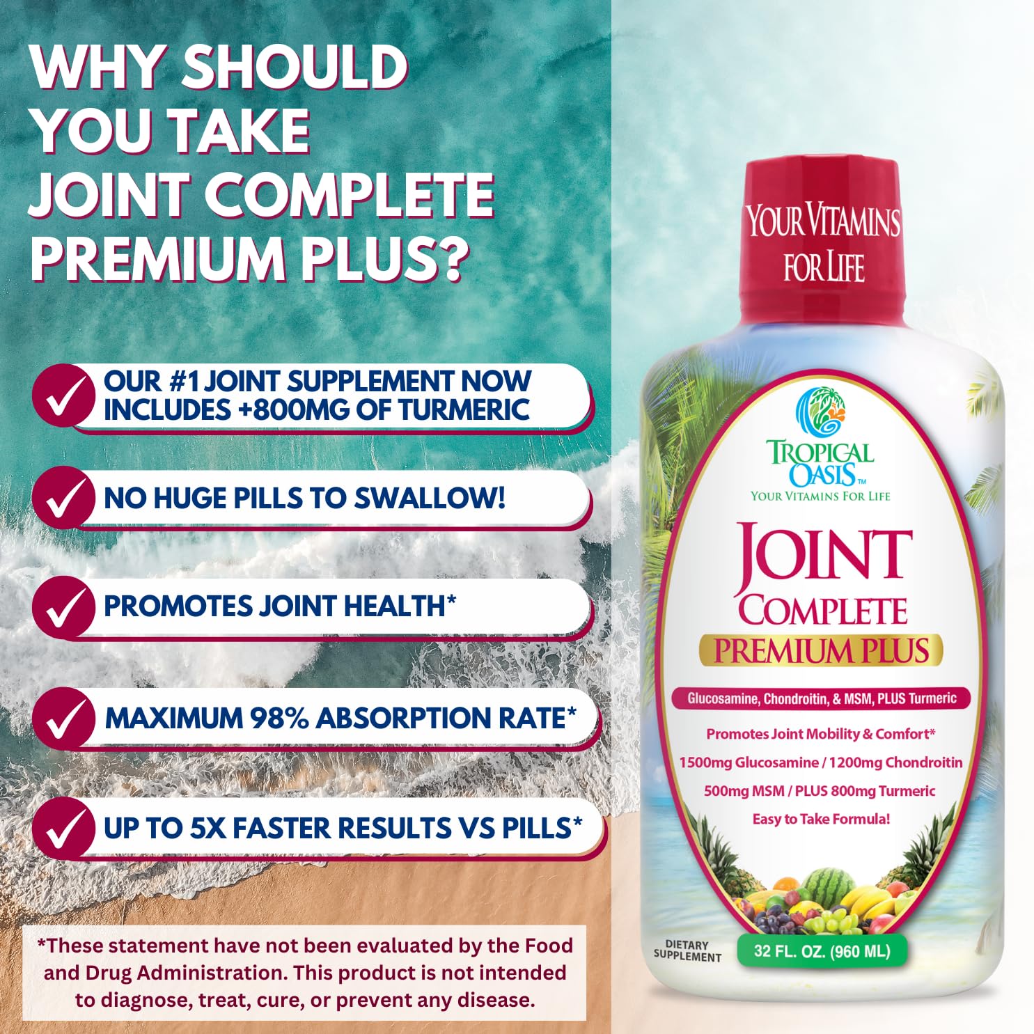 Tropical Oasis Joint Complete Premium Plus absorcion alta para efectos eficientes.