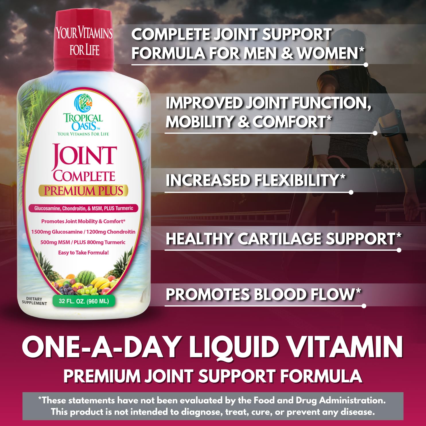 Tropical Oasis Joint Complete Premium Plus acido hialuronico promueve lubricación natural.