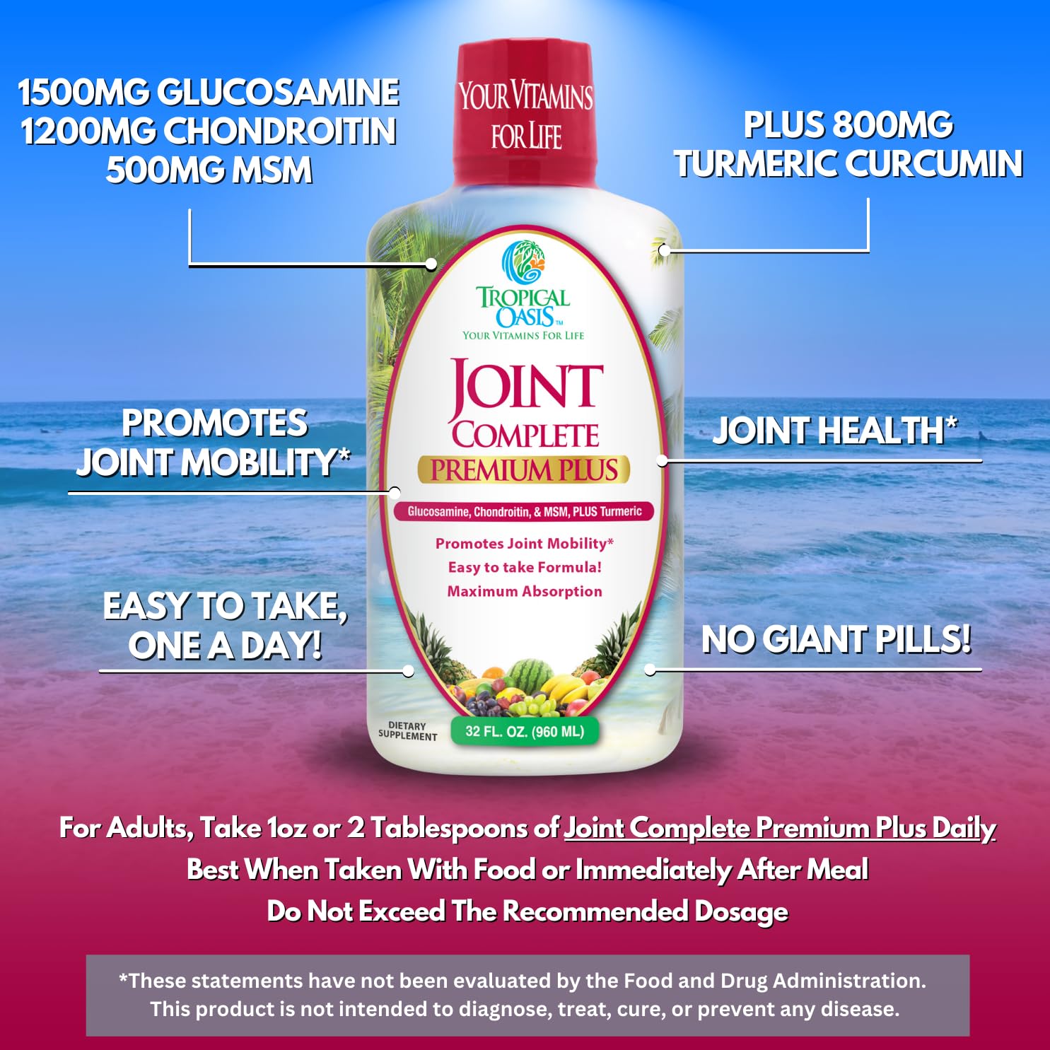 Tropical Oasis Joint Complete Premium Plus curcumina 800mg resalta movilidad potencial.