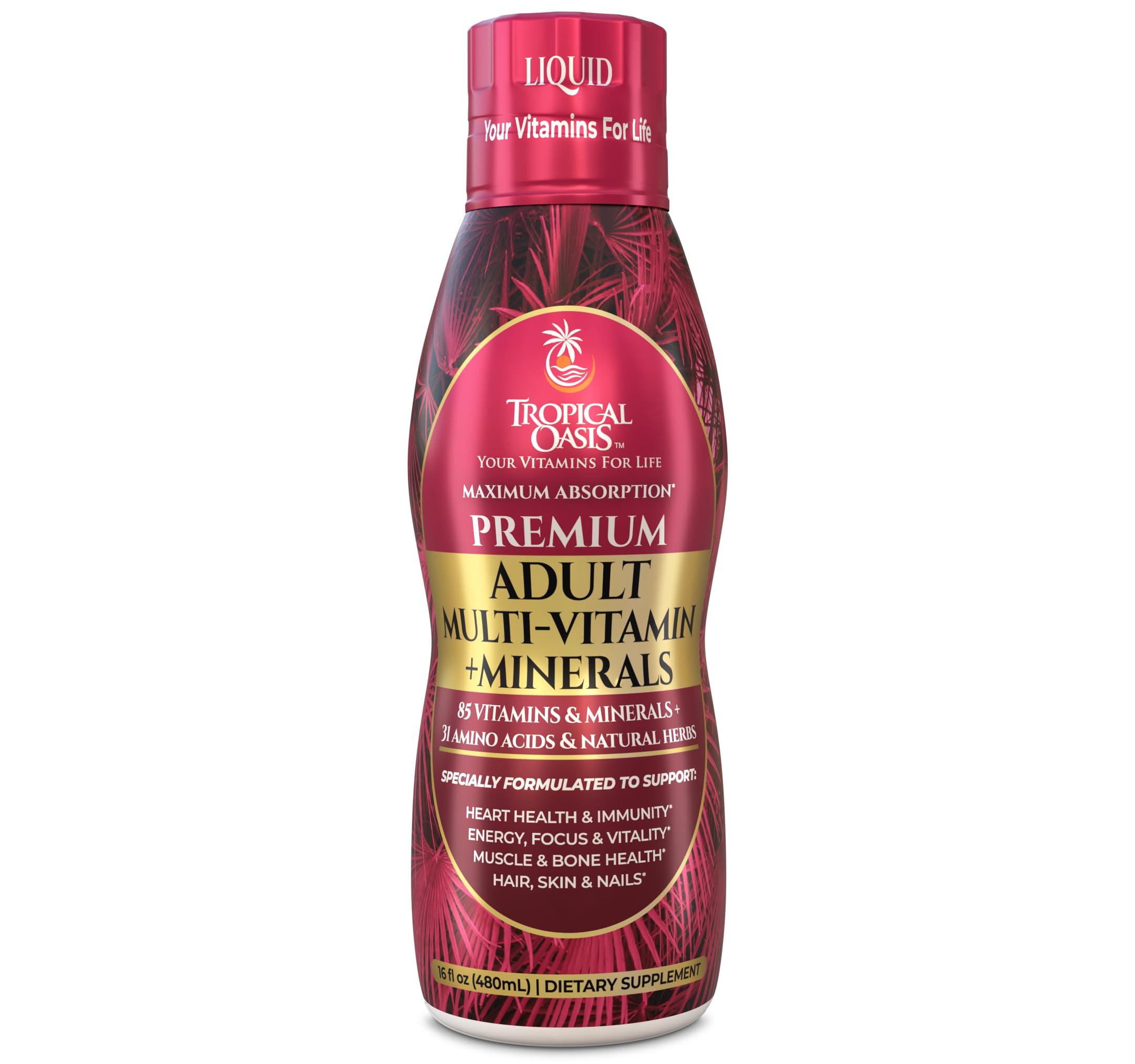 Tropical Oasis multivitamínico líquido, bote 16 onzas para energía diaria