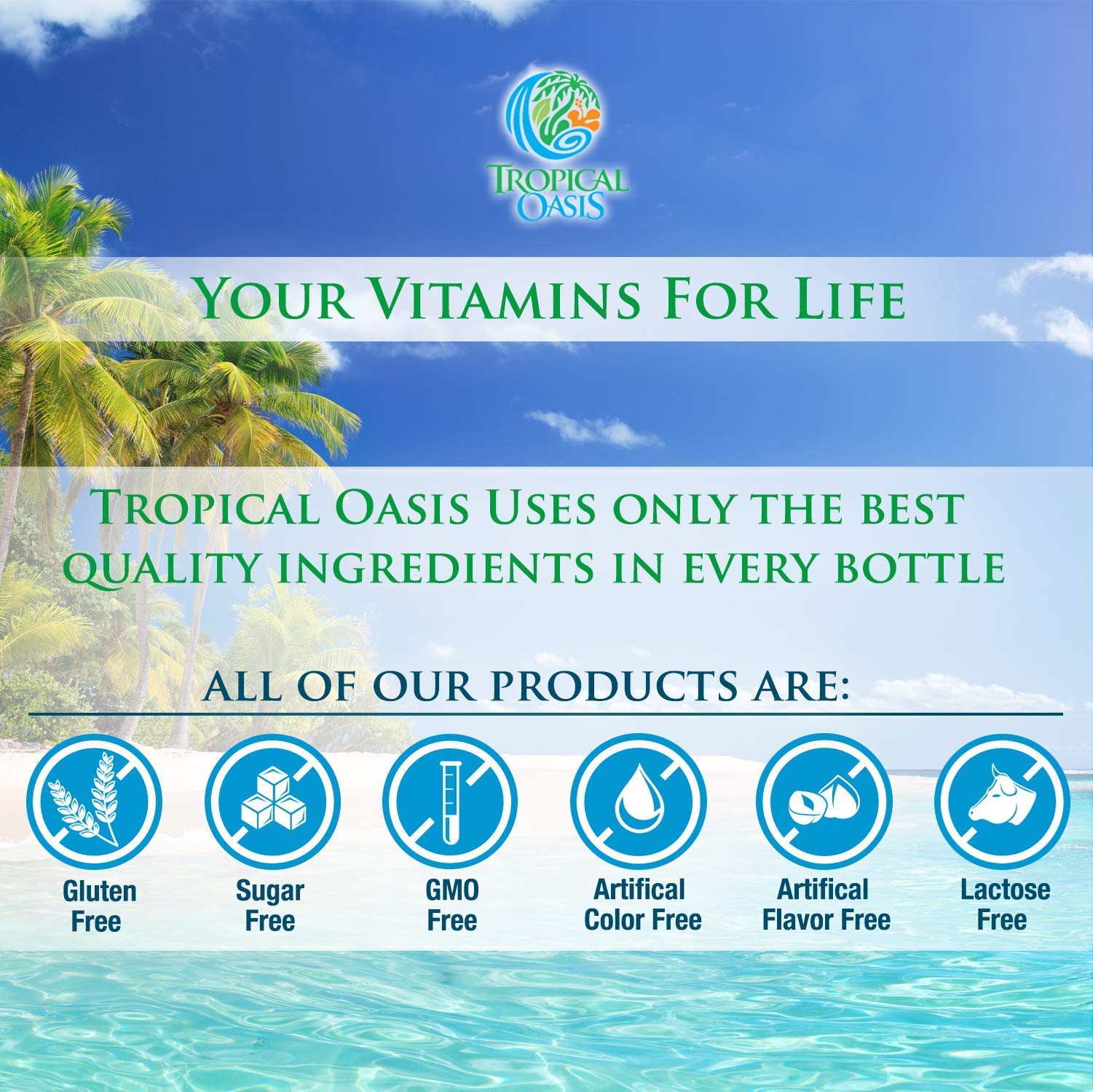 Tropical Oasis 32 porciones, frasco práctico para ingesta diaria.