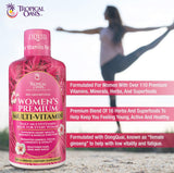 Uso diario del multivitamínico líquido de Tropical Oasis.