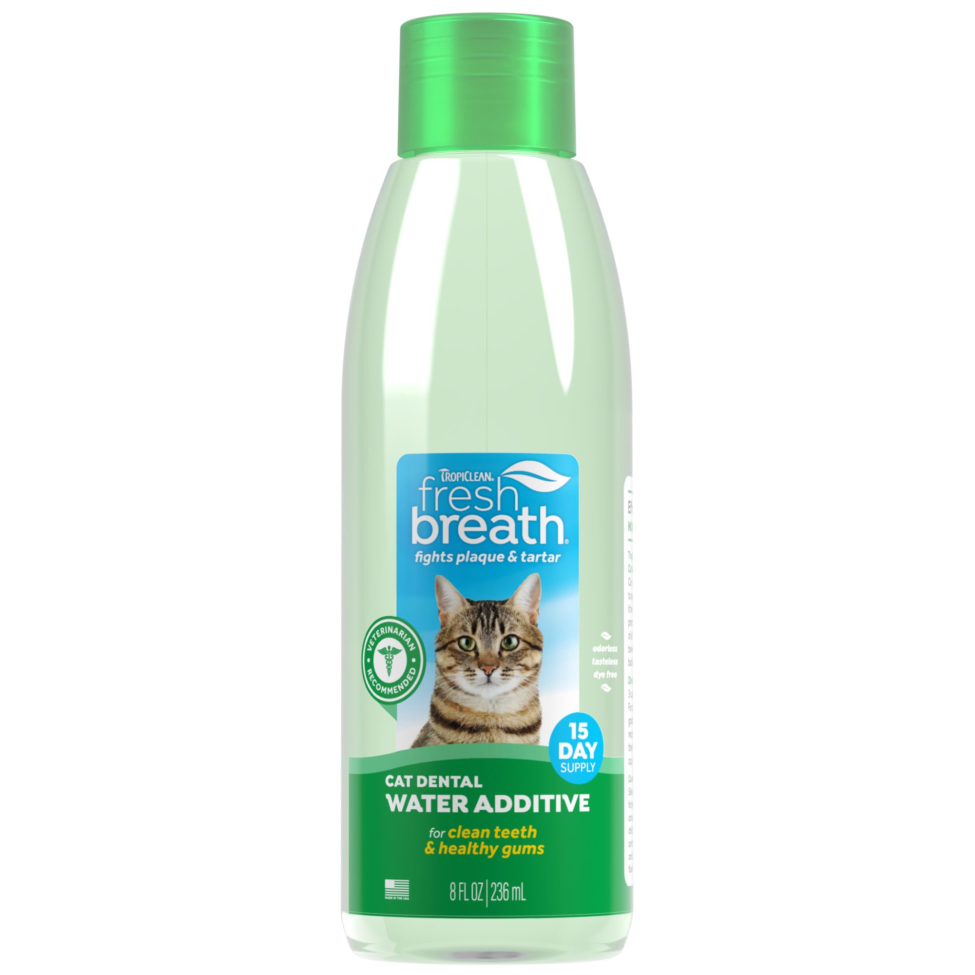 TropiClean Fresh Breath: botella de 8 oz para el agua del gato y aliento más fresco
