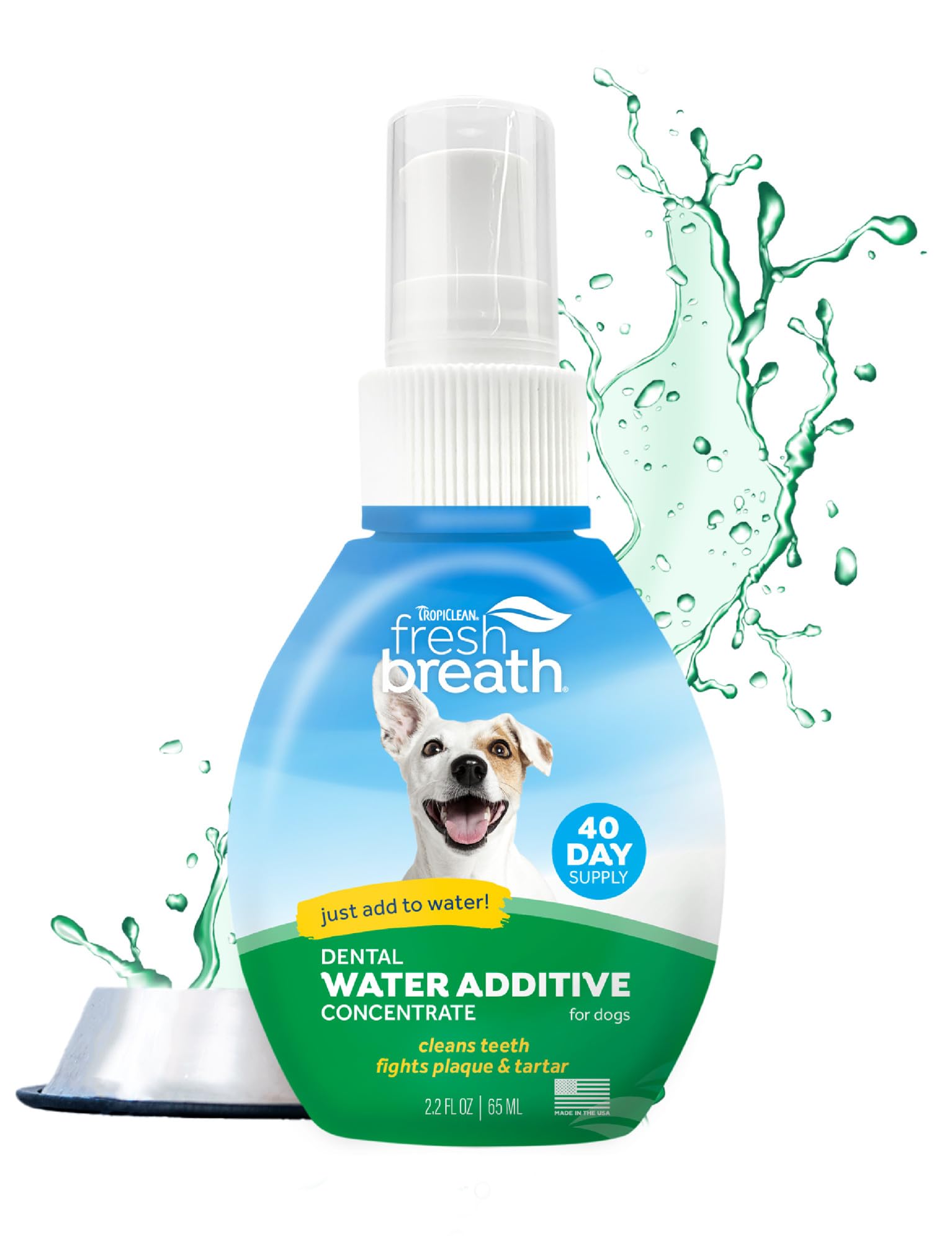 TropiClean aliento-fresco-perro-boca: al añadir al agua, mejora el aliento.