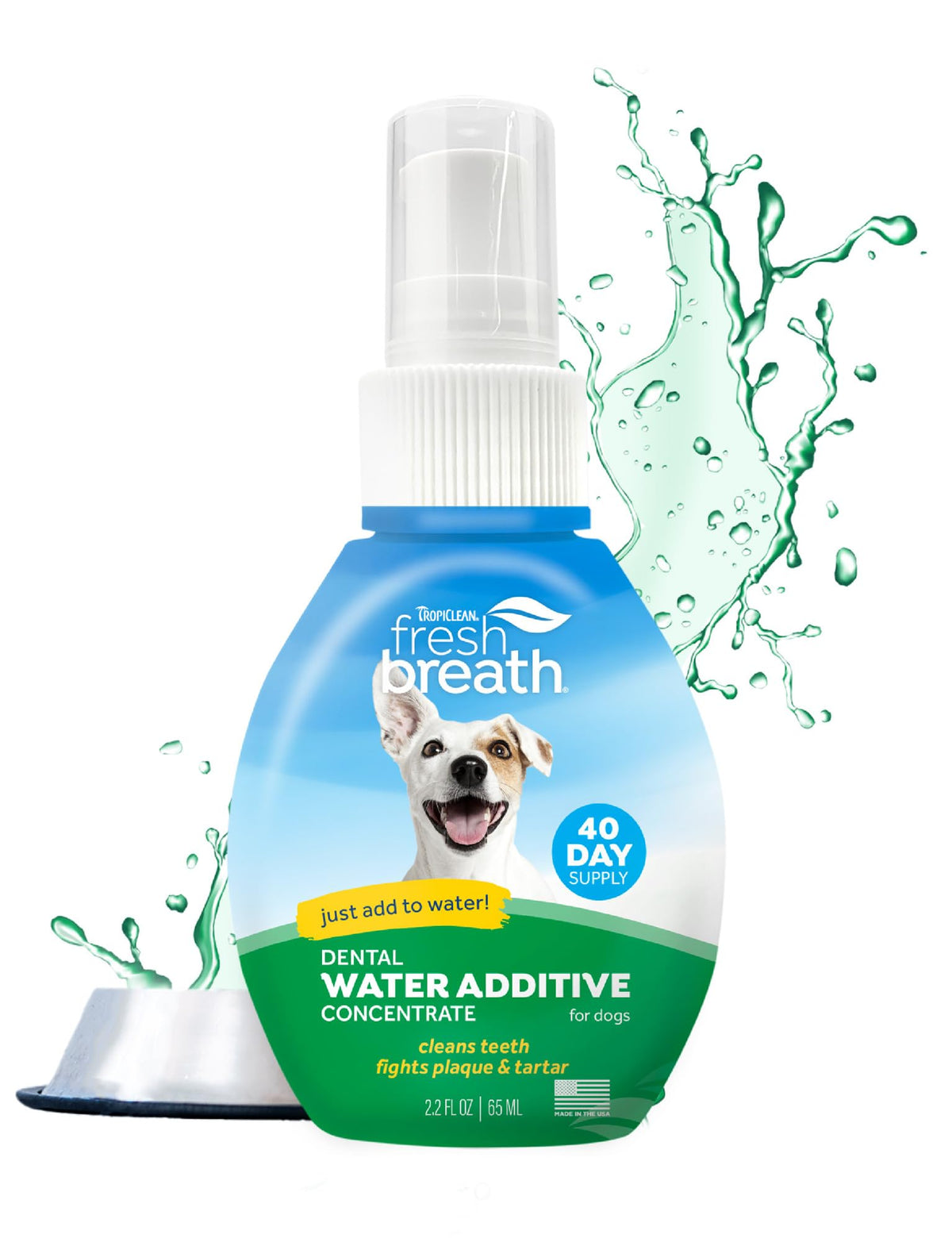 TropiClean aliento-fresco-perro-boca: al añadir al agua, mejora el aliento.