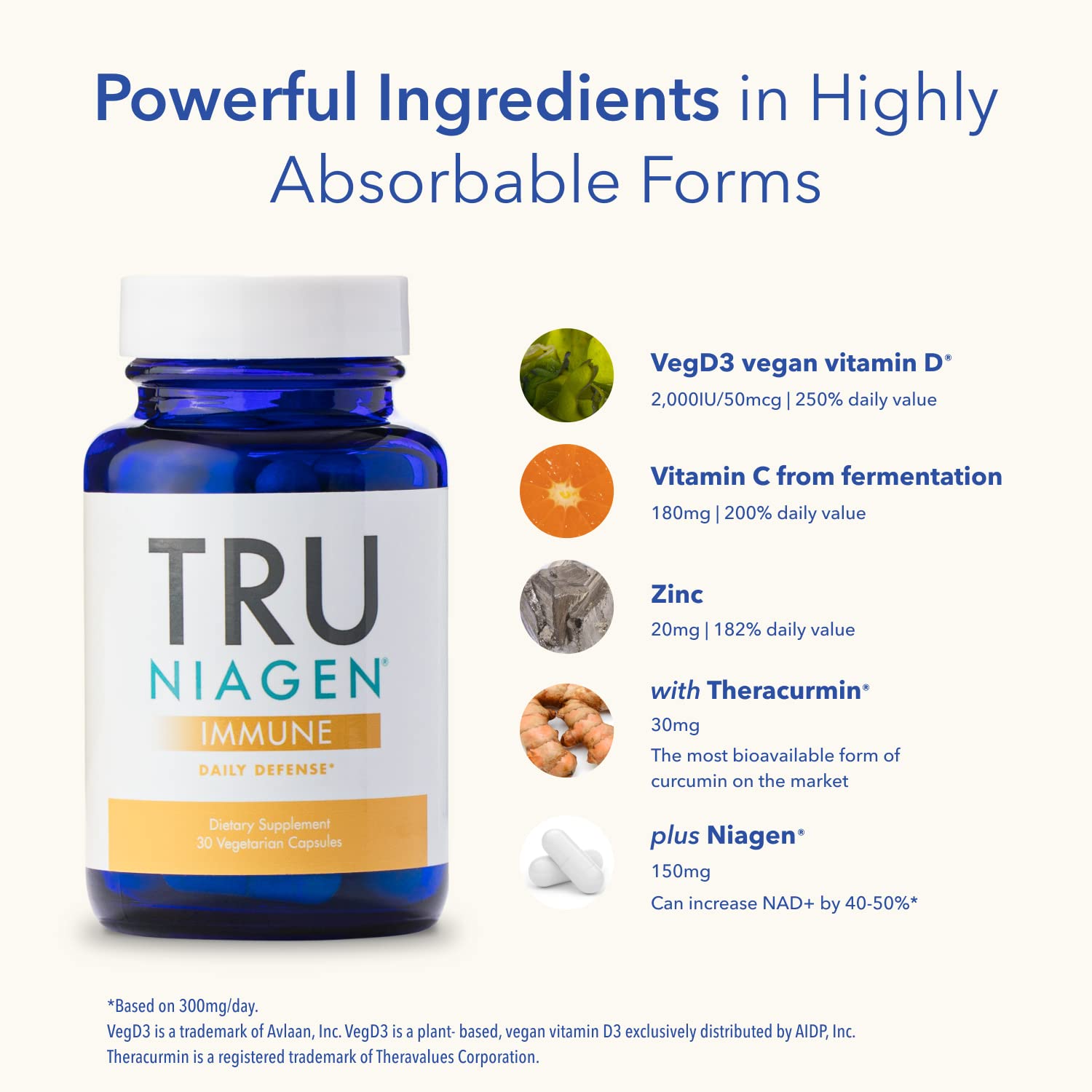 TRU NIAGEN Immune: etiqueta frontal destacada para la defensa inmune diaria