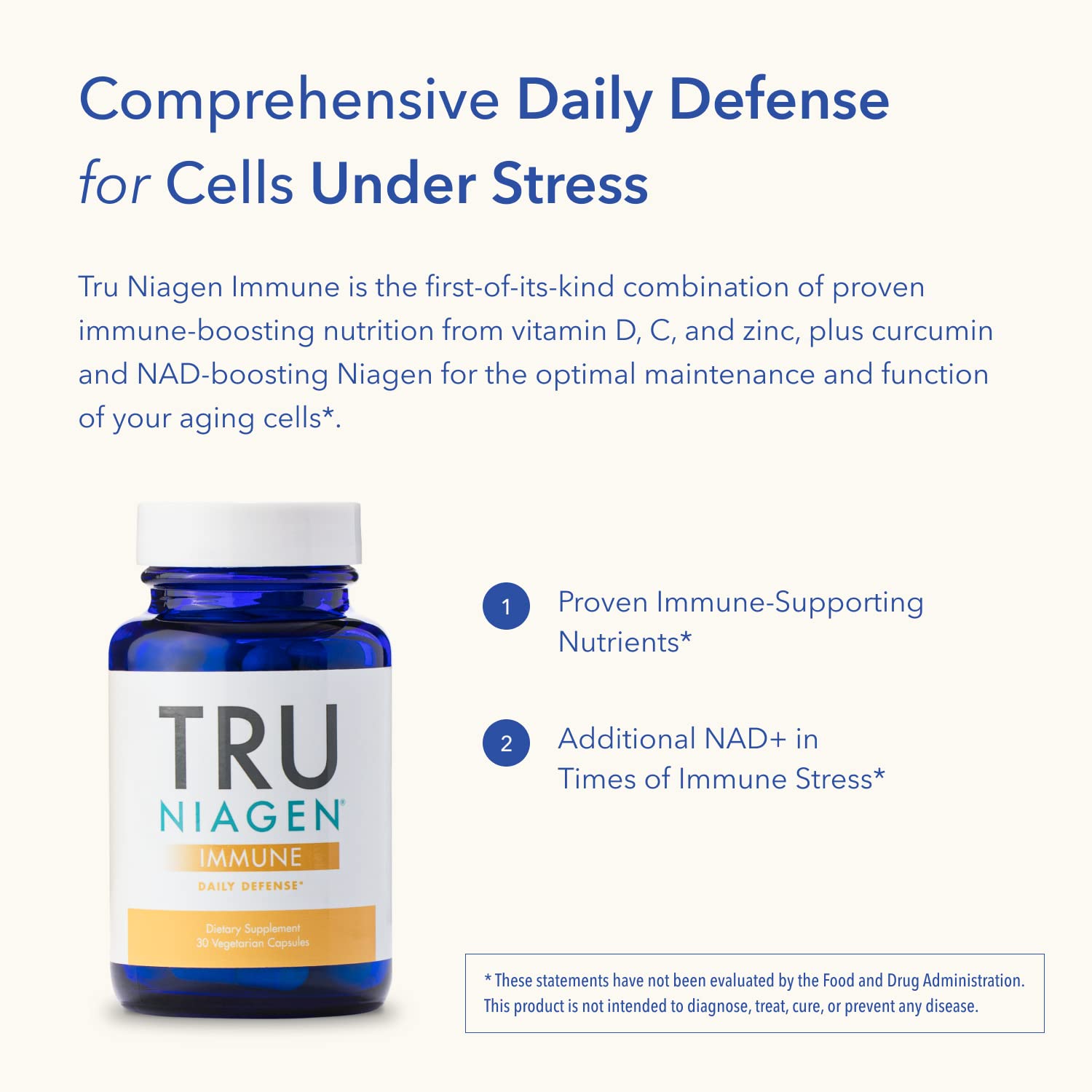 TRU NIAGEN Immune: Vitamina D3 de 2000 UI integrada en la fórmula