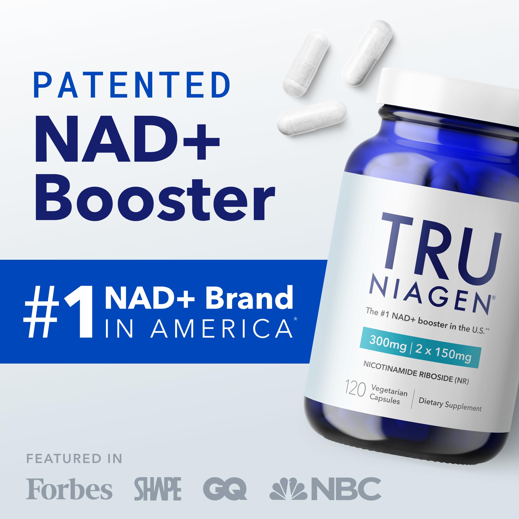 TRU NIAGEN: tabla nutricional con ingredientes y valores por porción.