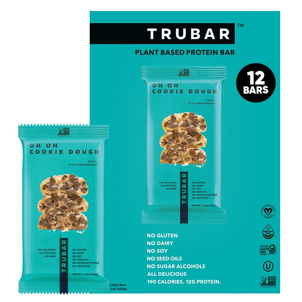 TRUBAR Oh Oh Cookie Dough frente, snack proteico práctico para llevar.