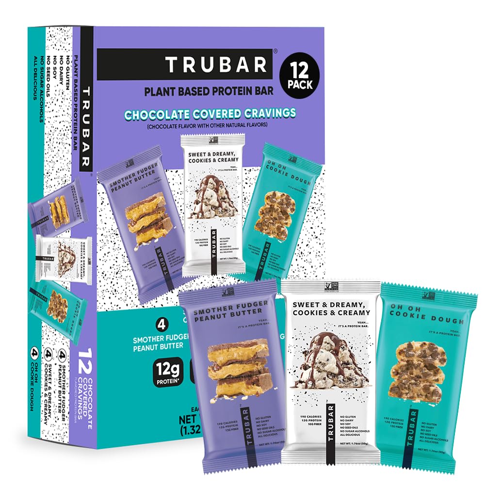TRUBAR variedad chocolate cubierto, barra vegana lista para disfrutar.