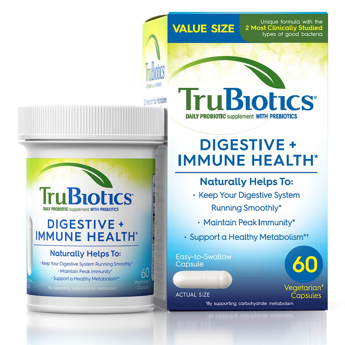 TruBiotics: caja de cápsulas para apoyo digestivo y bienestar general