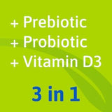 Niño tomando TruBiotics, gomita de fresa, uso diario recomendado.