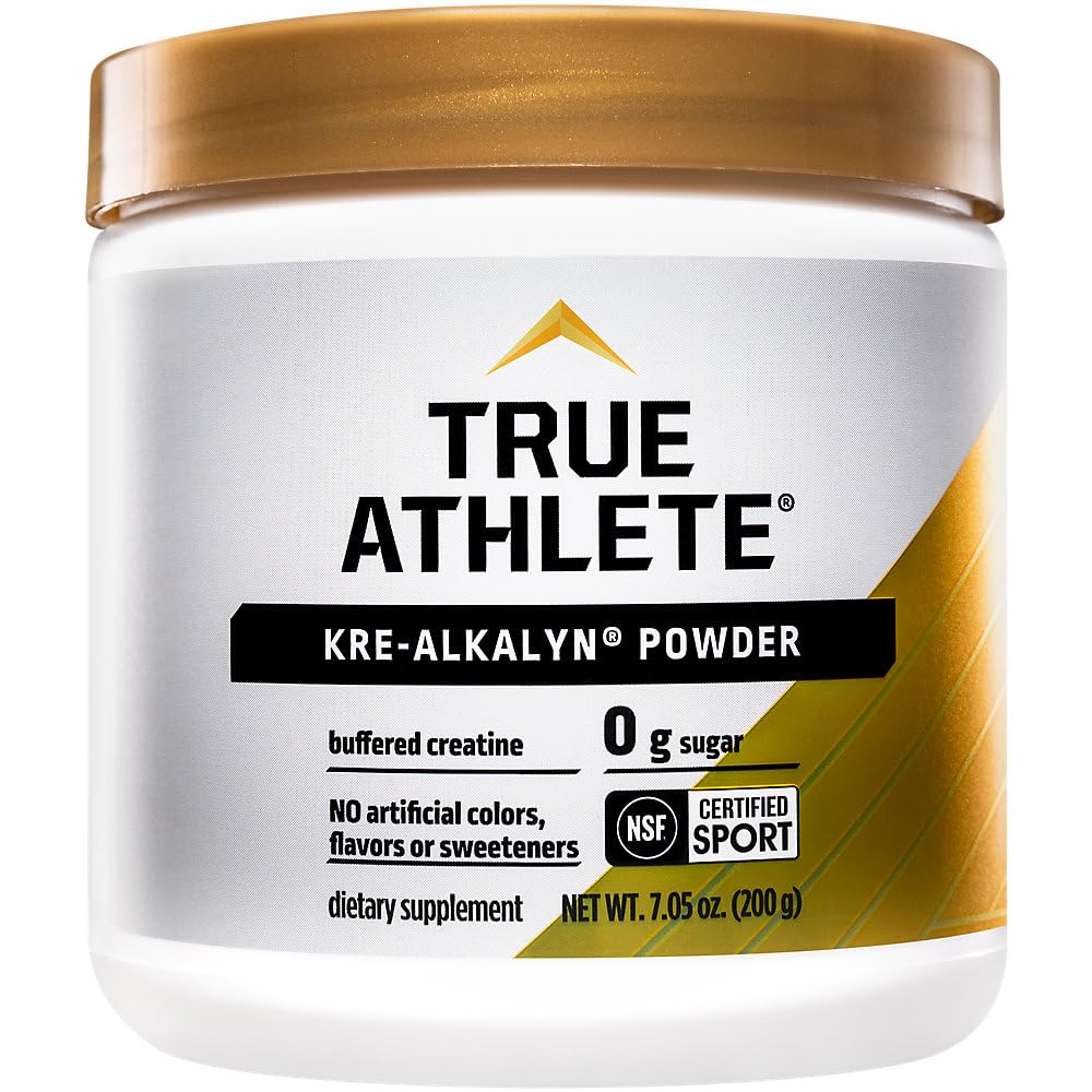 True Athlete Kre Alkalyn polvo en envase para entrenos intensos