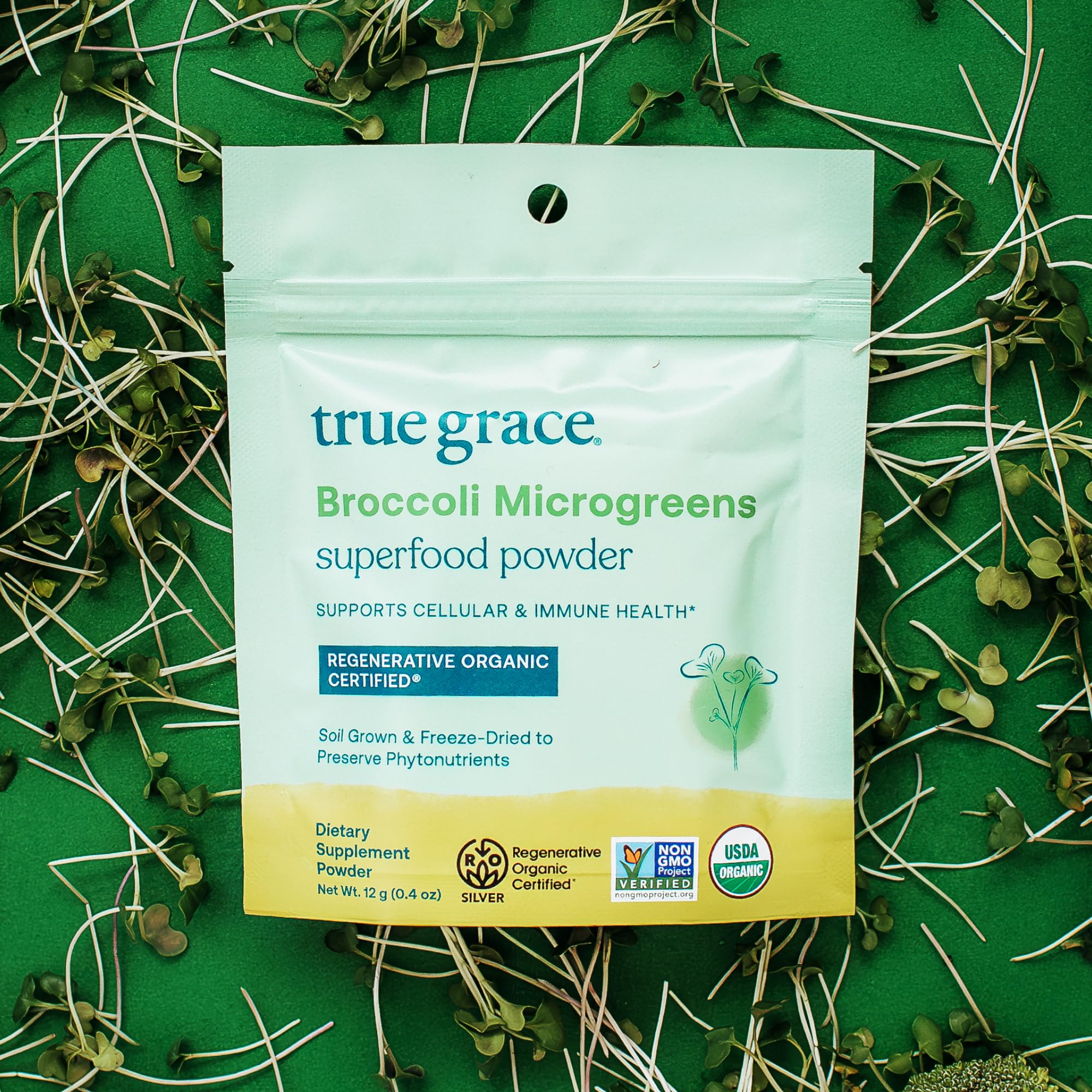 True Grace Broccoli Microgreens dosis diaria para dietas veganas
