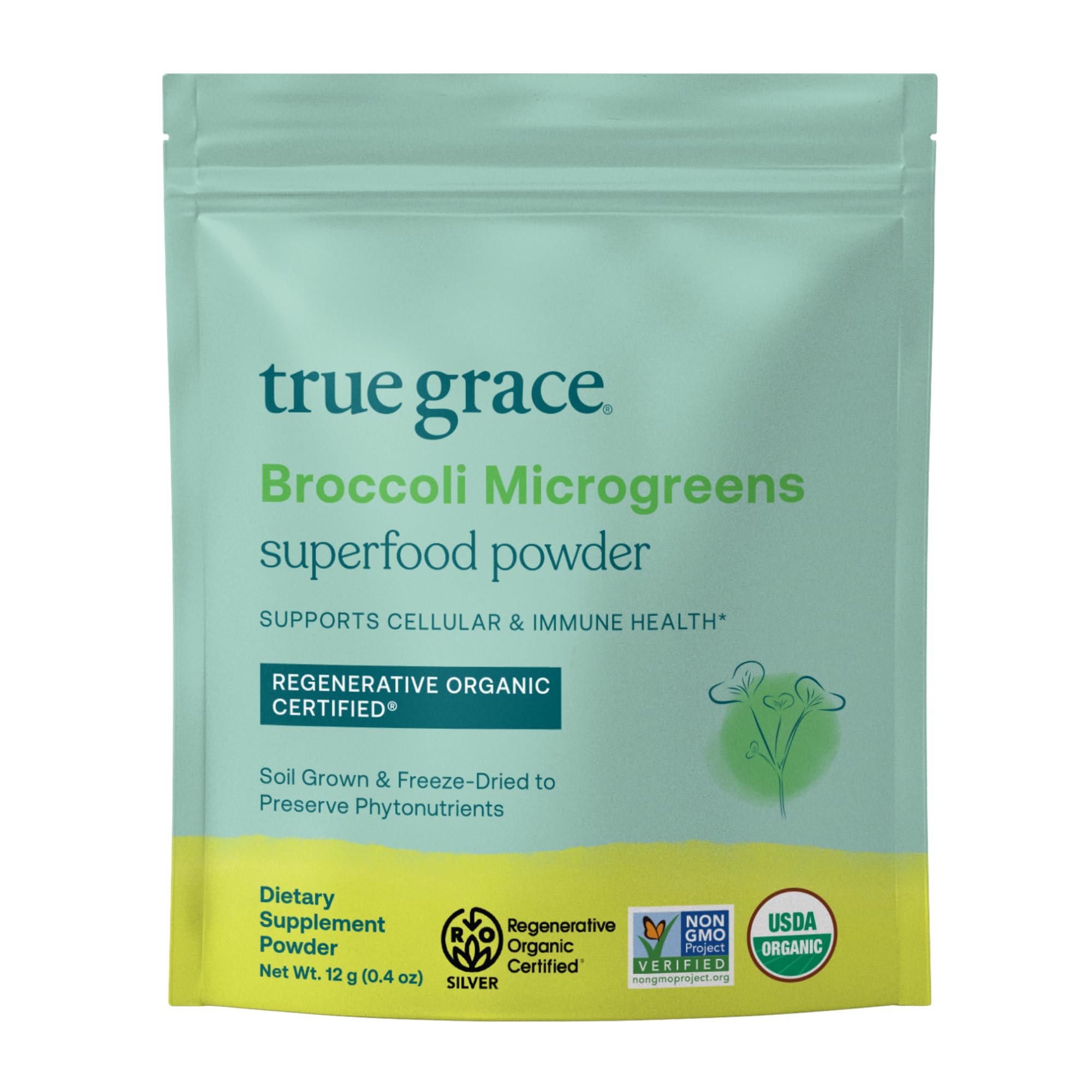 True Grace Broccoli Microgreens polvo diario para batidos nutritivos