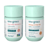 True Grace bundle multivitaminas para mujer, tabletas veganas para uso diario.