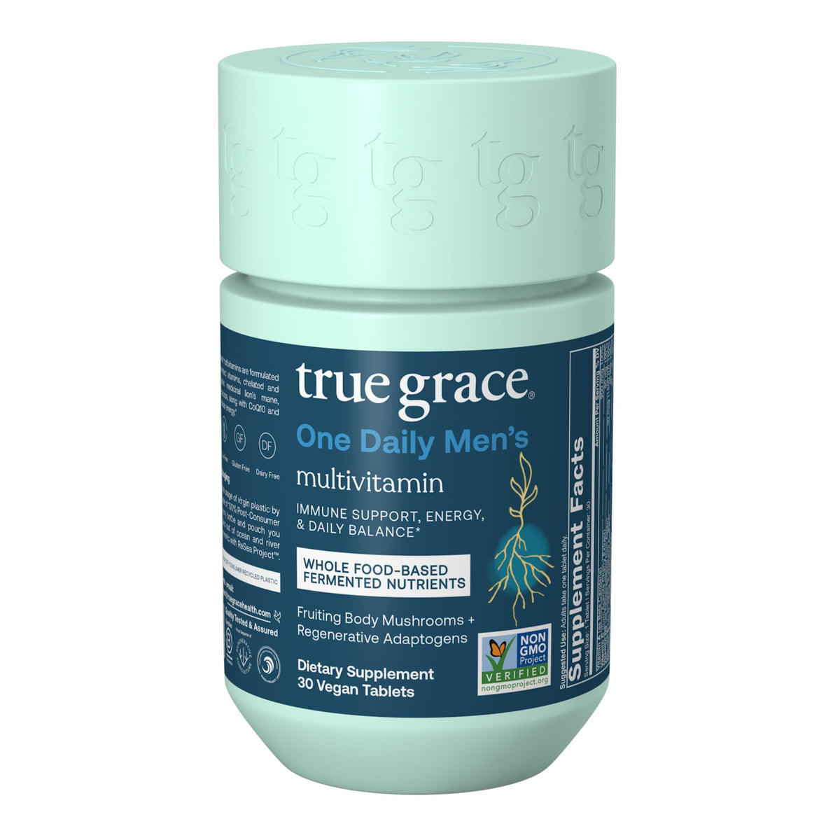 True Grace Diario Hombre, botella frontal, práctico para la toma diaria.