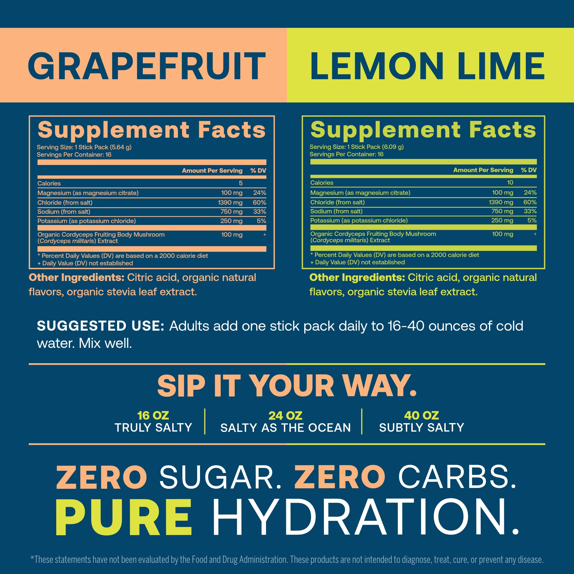 True Grace ElectroMag limon-lima, paquete de palitos para sabor afrutado.