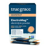 True Grace ElectroMag sobre toronja, sabor refrescante para hidratación rápida.