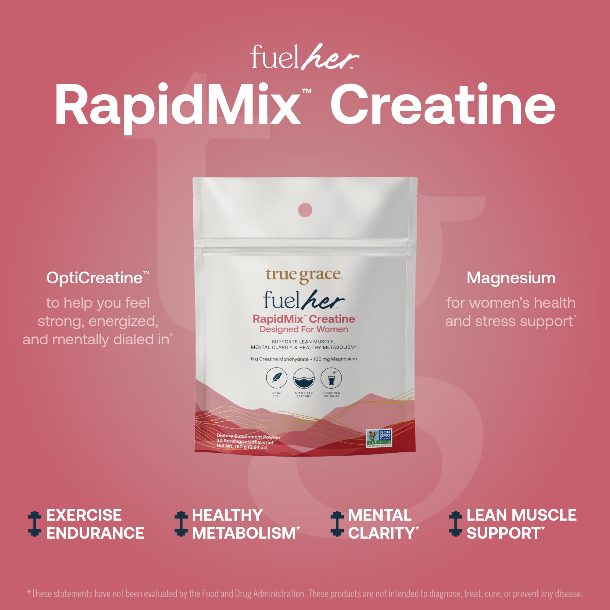 Mezcla rápida de True Grace FuelHer RapidMix en agua, textura suave sin grumos.