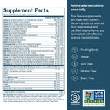 True Grace Multivitamínico Diario: etiqueta detallada, transparencia de ingredientes para confianza.