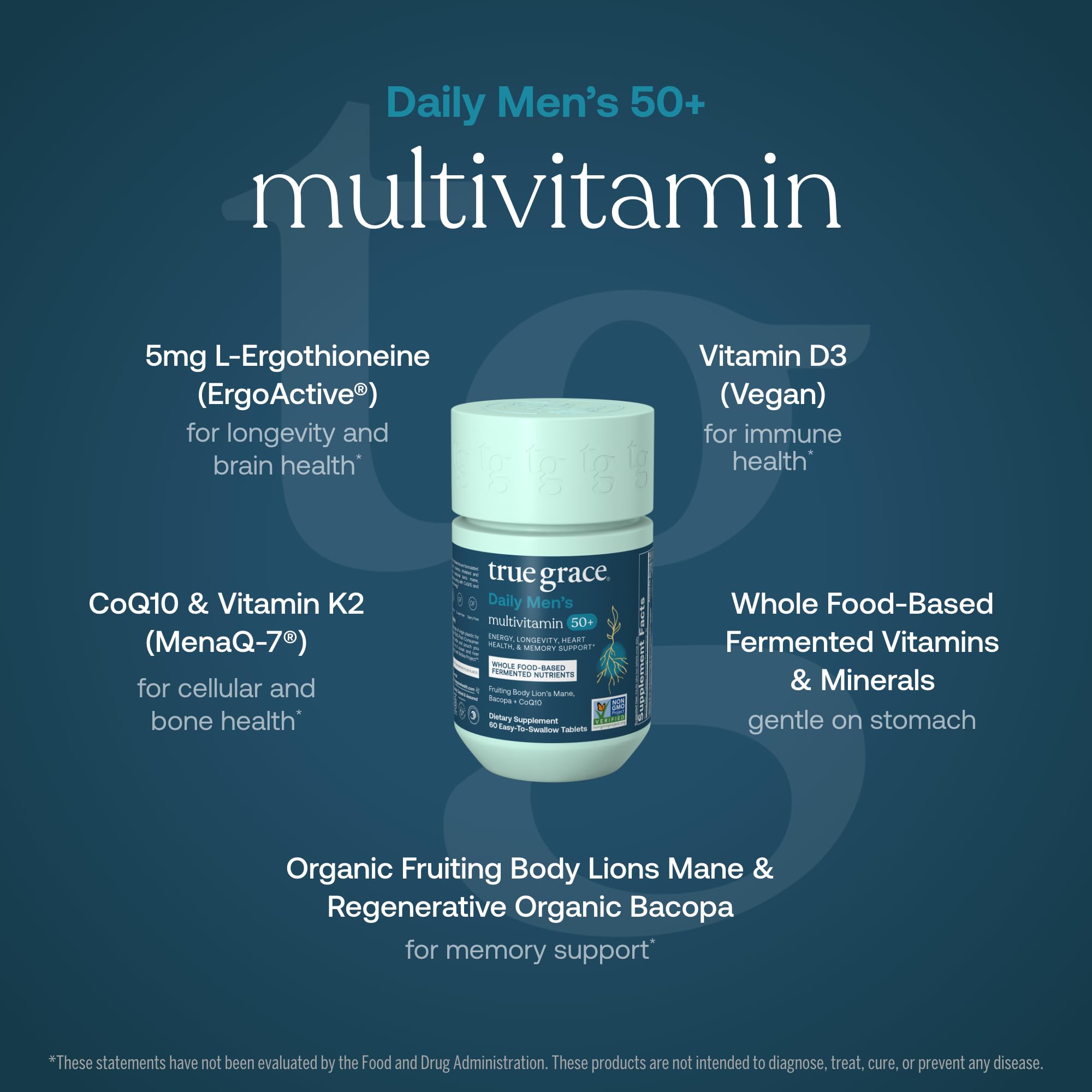 True Grace Multivitamínico Diario: tabletas suaves, fáciles de tragar en la mañana.