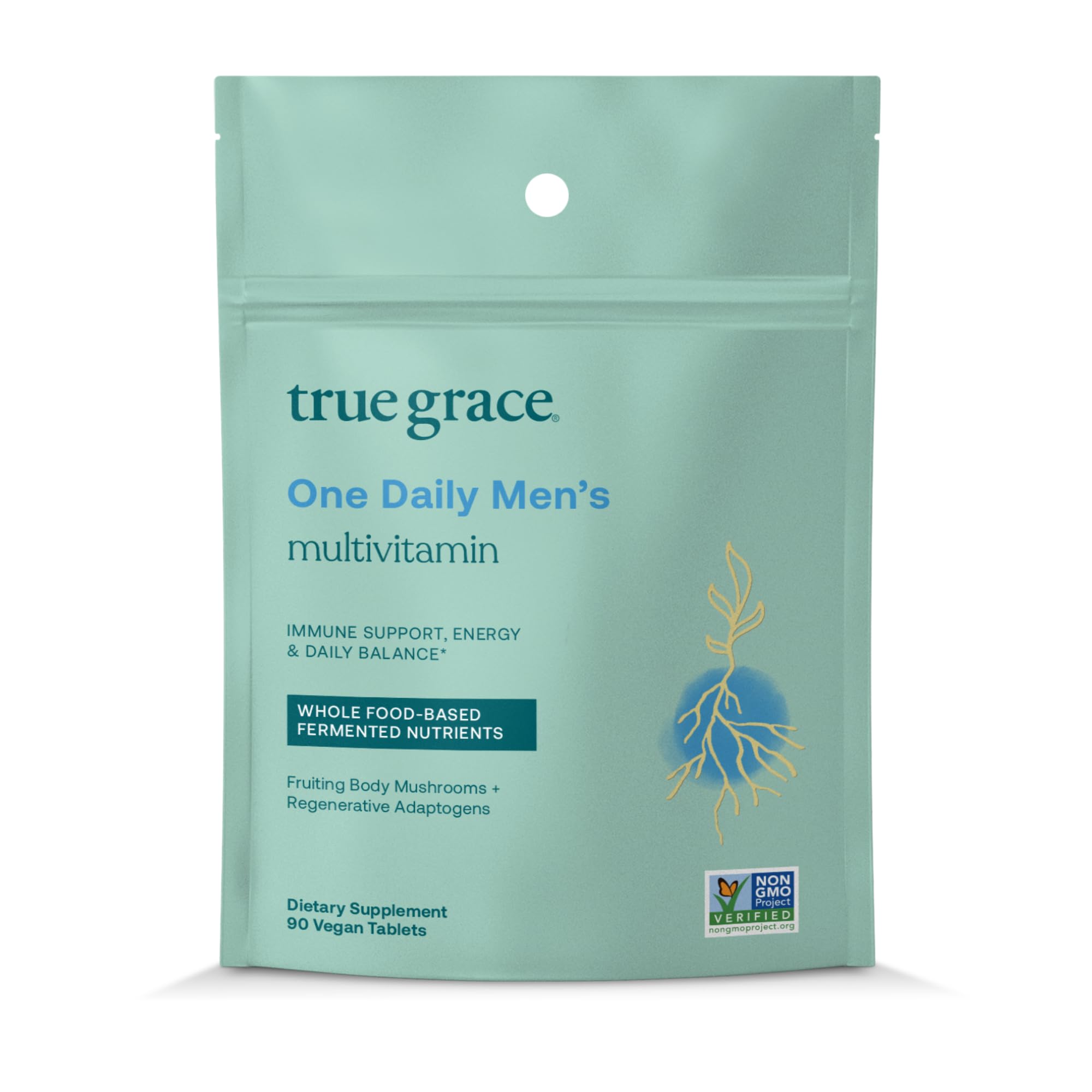 True Grace multivitamínico diario para hombres en bote, apoyo nutricional.
