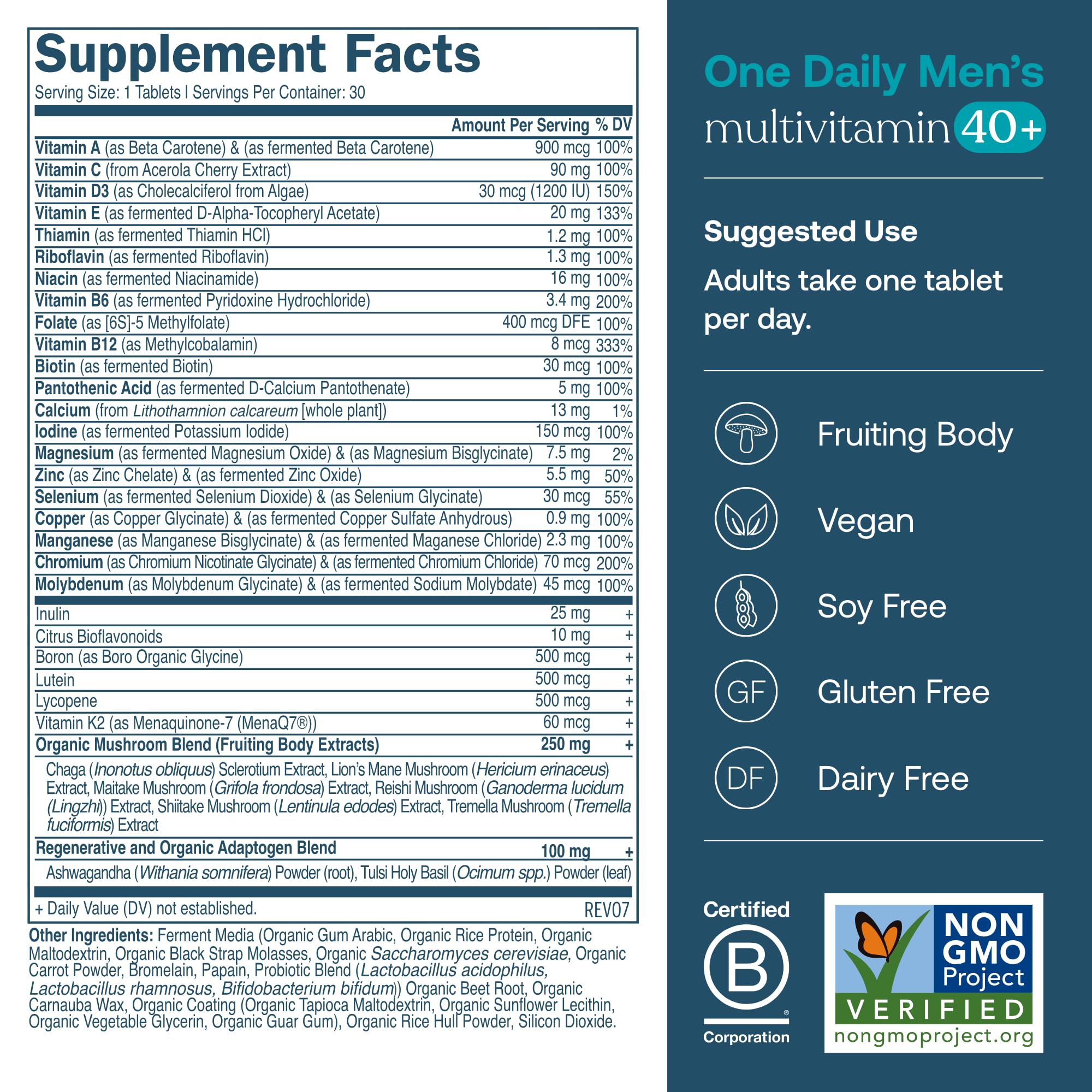True Grace Mujer Multivitamínico 40+ en botella frontal, cuidado nutricional diario
